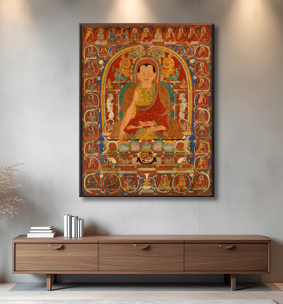 Reproduction Portrait de lignée d'un abbé avec decor