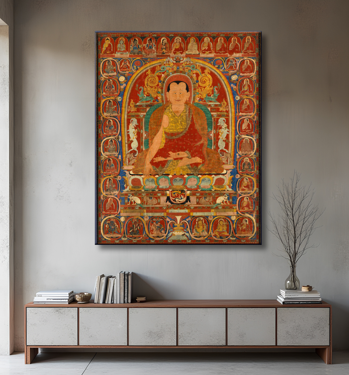 Reproduction Portrait de lignée d'un abbé avec decor