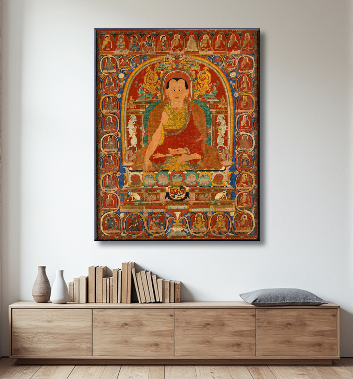 Reproduction Portrait de lignée d'un abbé avec decor