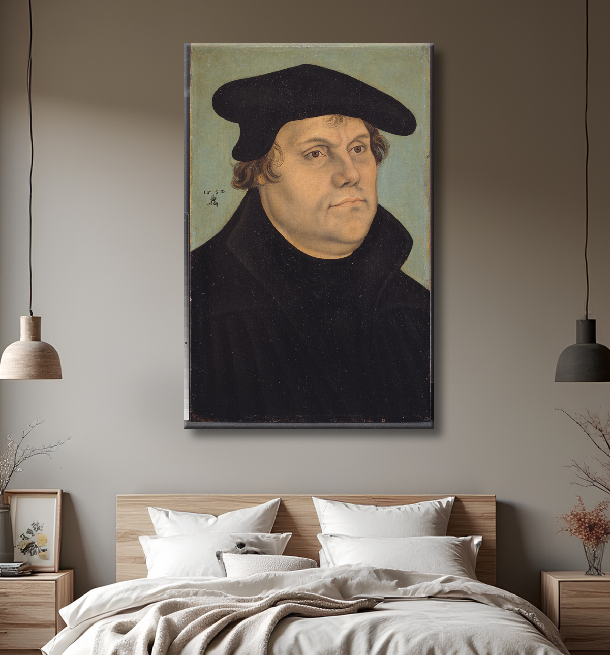Reproduction Portrait de Martin Luther de Cranach d.Æ., Lucas avec decor