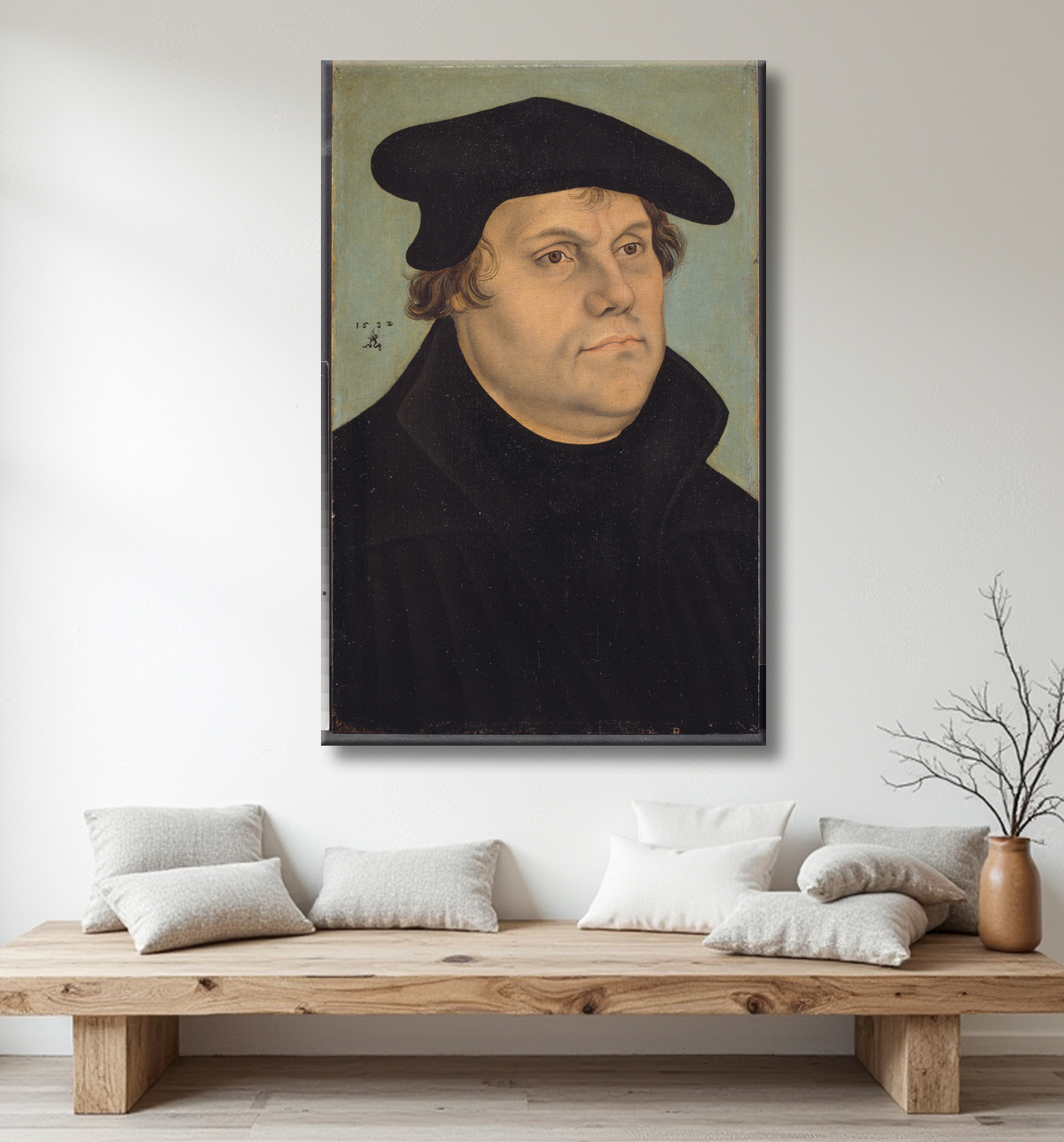 Reproduction Portrait de Martin Luther de Cranach d.Æ., Lucas avec decor