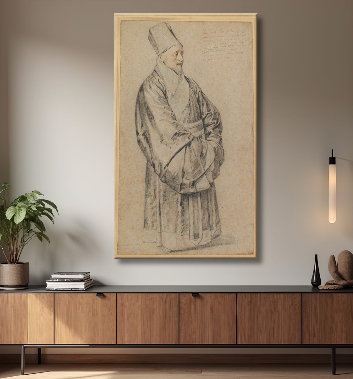 Reproduction Portrait de Nicolas Trigault en costume chinois de Peter Paul Rubens avec decor