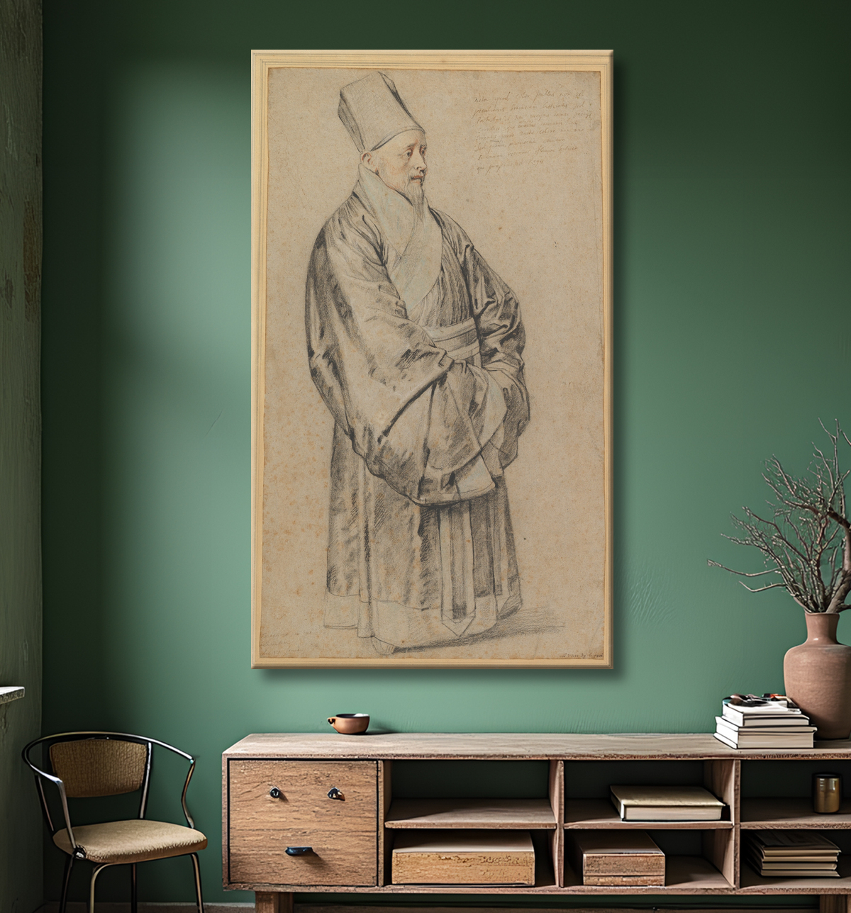 Reproduction Portrait de Nicolas Trigault en costume chinois de Peter Paul Rubens avec decor