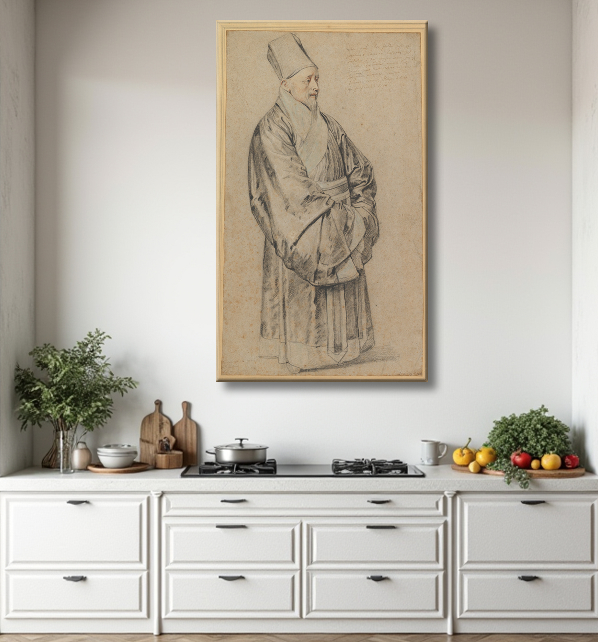 Reproduction Portrait de Nicolas Trigault en costume chinois de Peter Paul Rubens avec decor