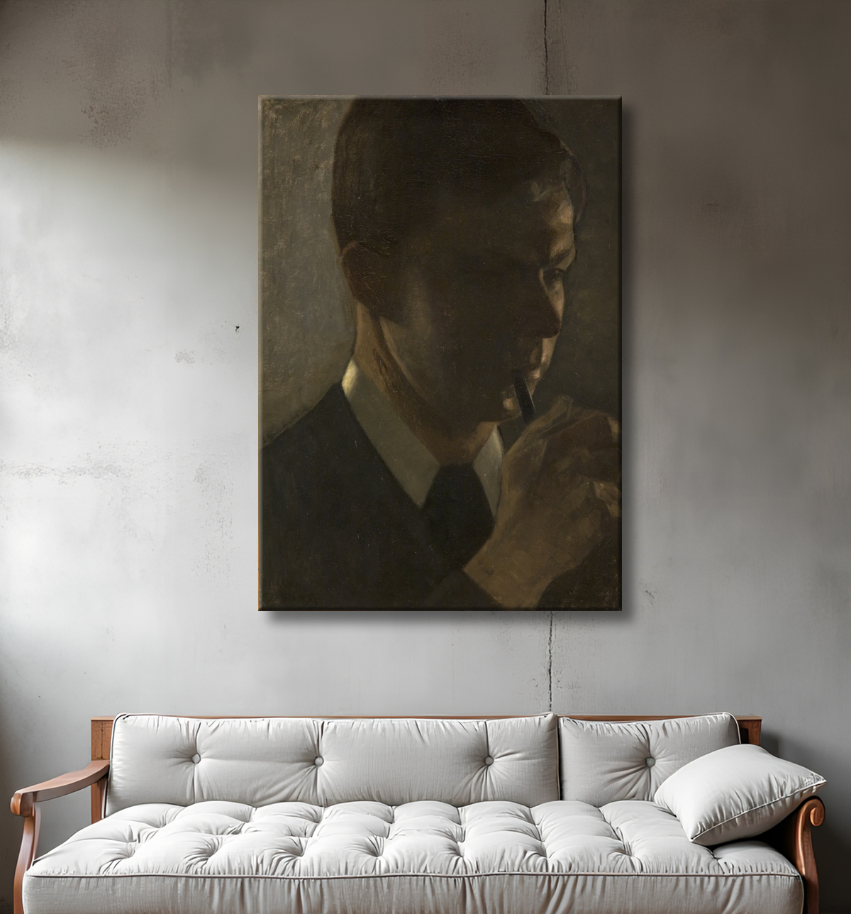 Reproduction Portrait de Svend Hammershøi, le frère de l'artiste de Hammershøi, Vilhelm avec decor