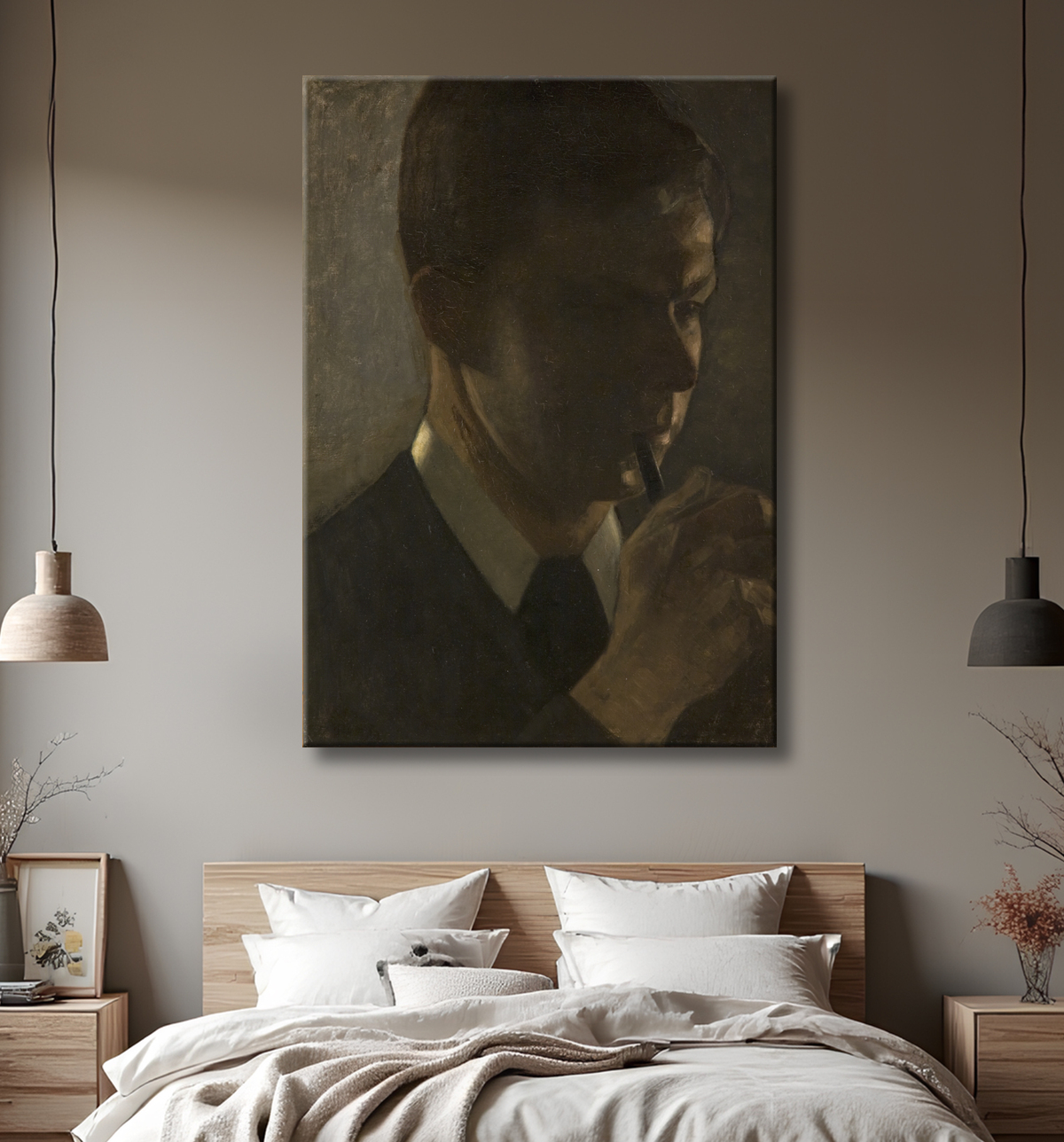 Reproduction Portrait de Svend Hammershøi, le frère de l'artiste de Hammershøi, Vilhelm avec decor