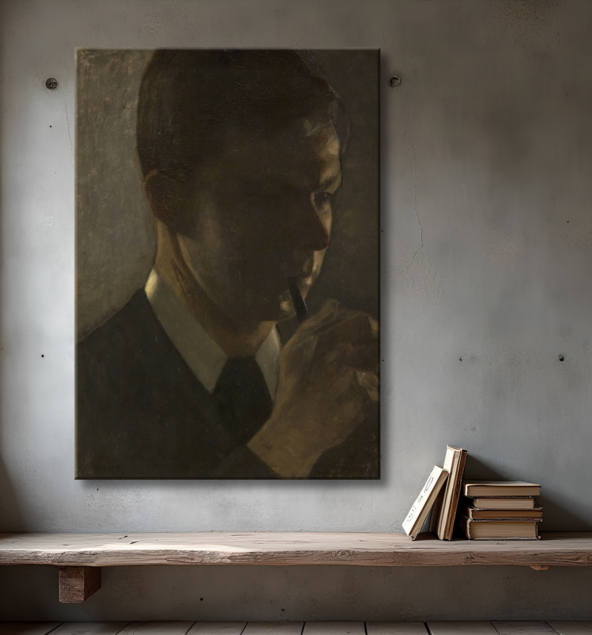 Reproduction Portrait de Svend Hammershøi, le frère de l'artiste de Hammershøi, Vilhelm avec decor