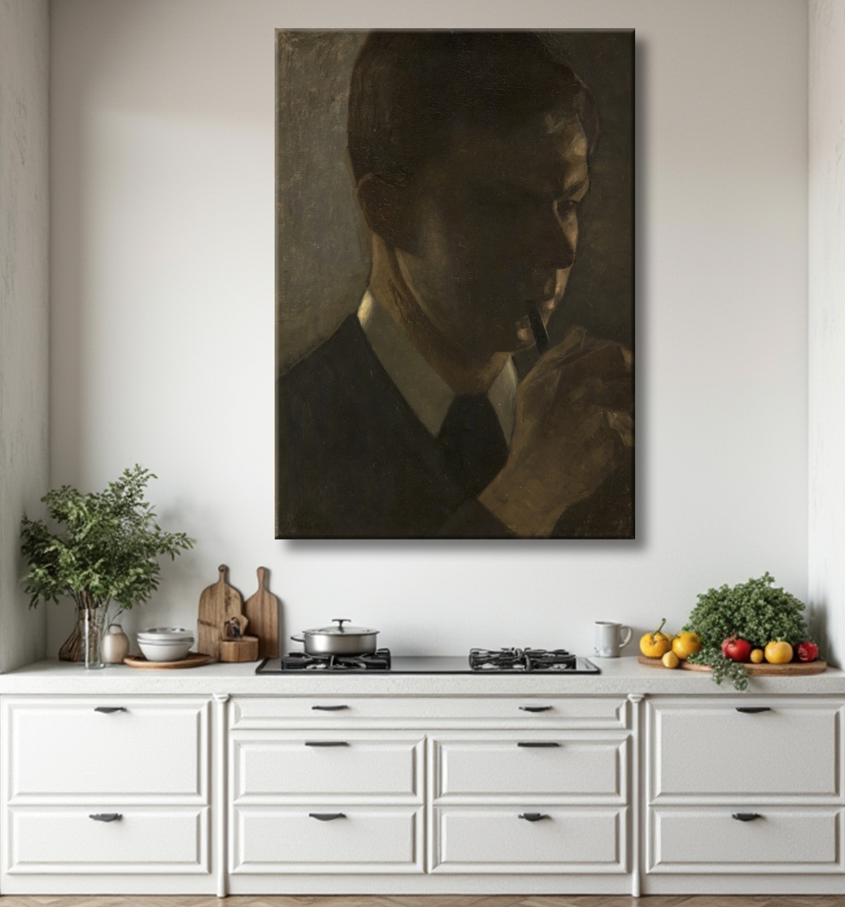 Reproduction Portrait de Svend Hammershøi, le frère de l'artiste de Hammershøi, Vilhelm avec decor