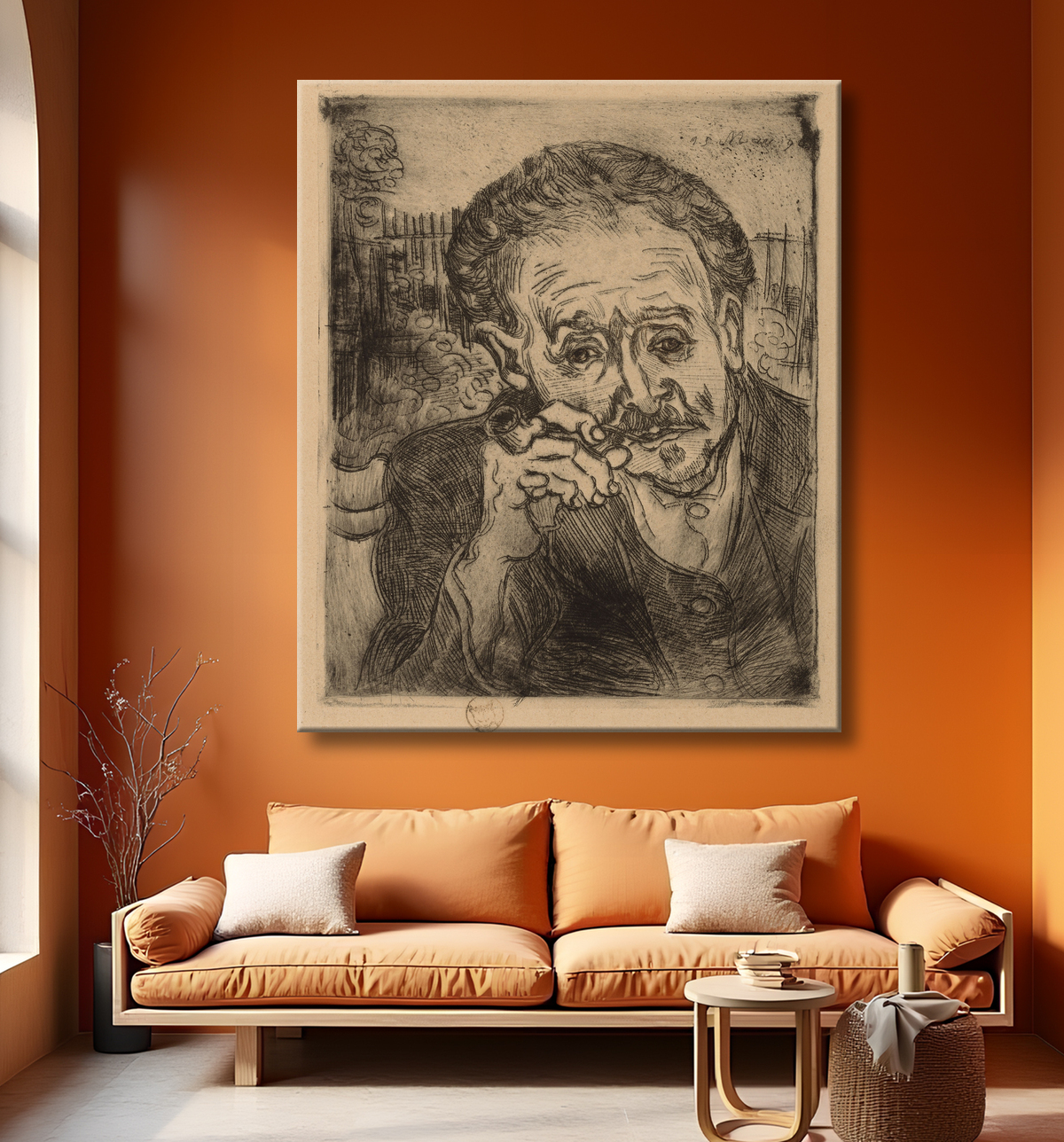 Reproduction Portrait du Dr Gachet de Vincent van Gogh avec decor