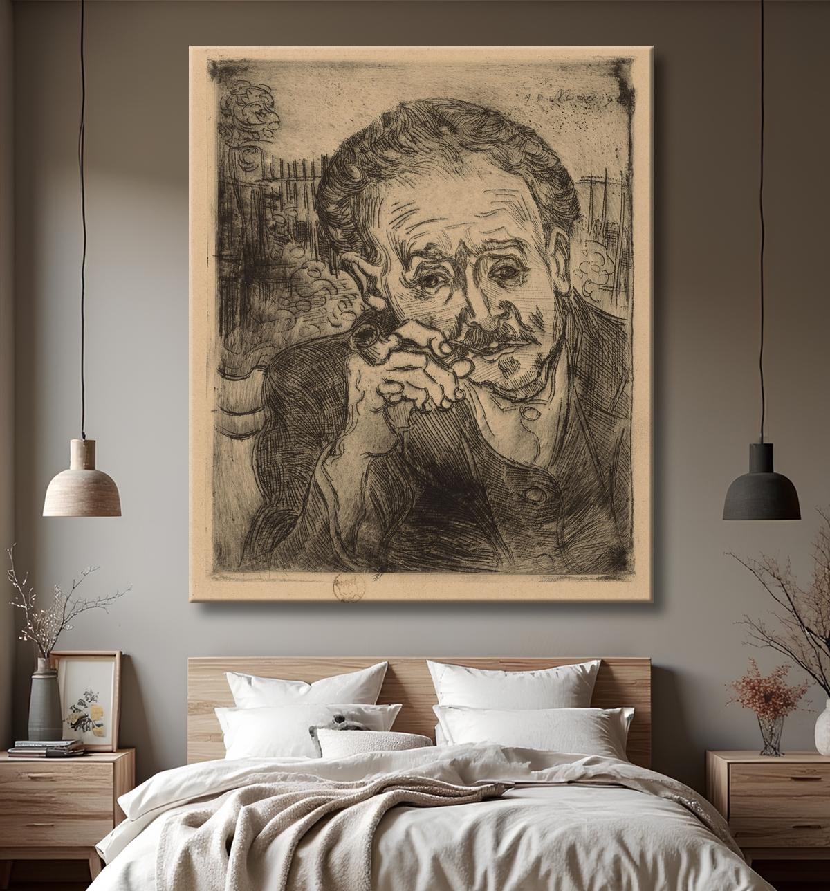 Reproduction Portrait du Dr Gachet de Vincent van Gogh avec decor