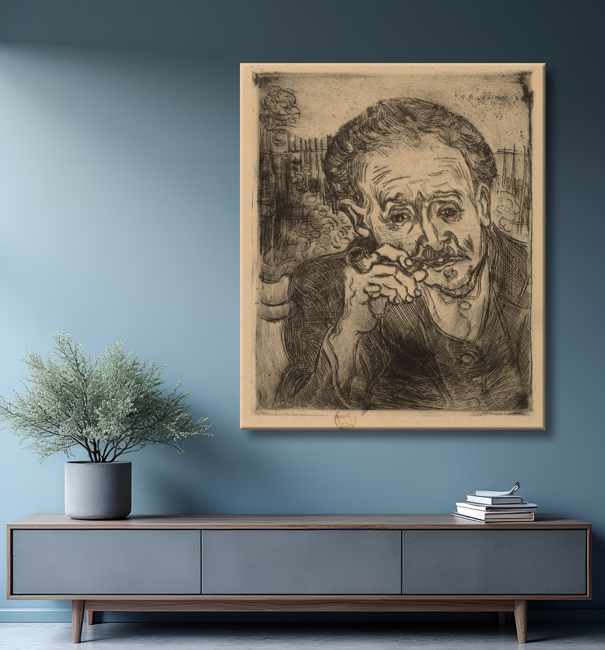 Reproduction Portrait du Dr Gachet de Vincent van Gogh avec decor