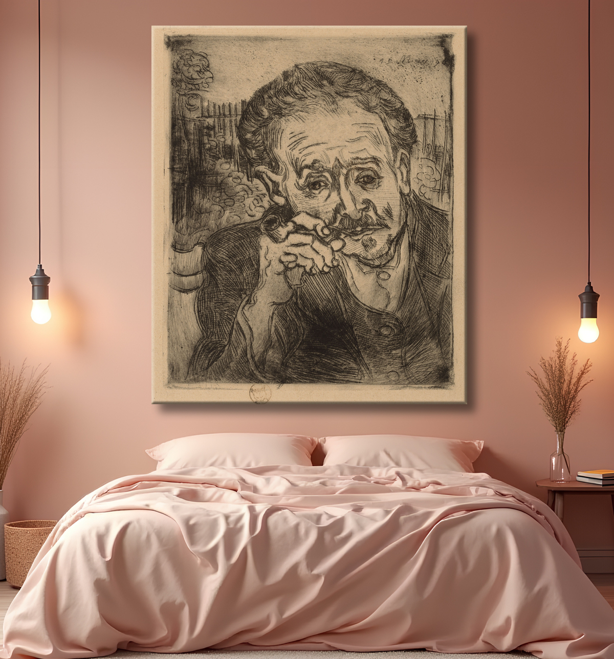 Reproduction Portrait du Dr Gachet de Vincent van Gogh avec decor