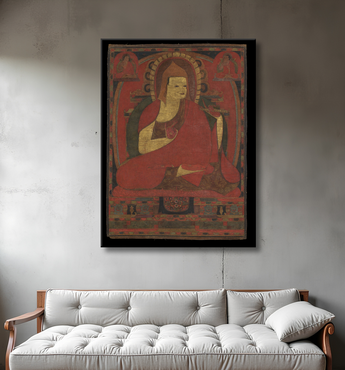 Reproduction Portrait du moine indien Atisha avec decor