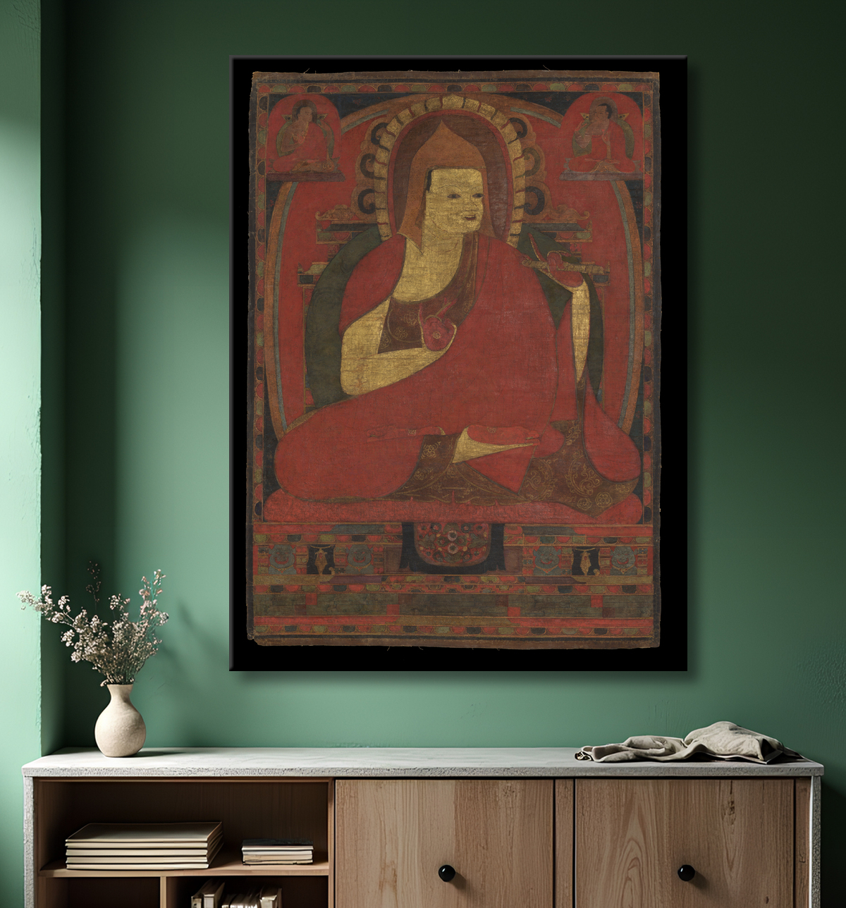 Reproduction Portrait du moine indien Atisha avec decor