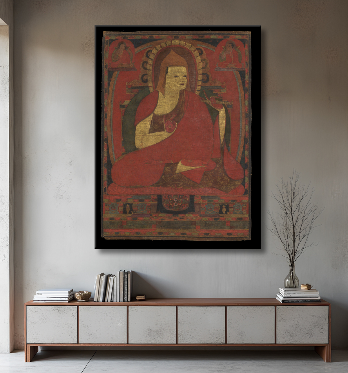 Reproduction Portrait du moine indien Atisha avec decor