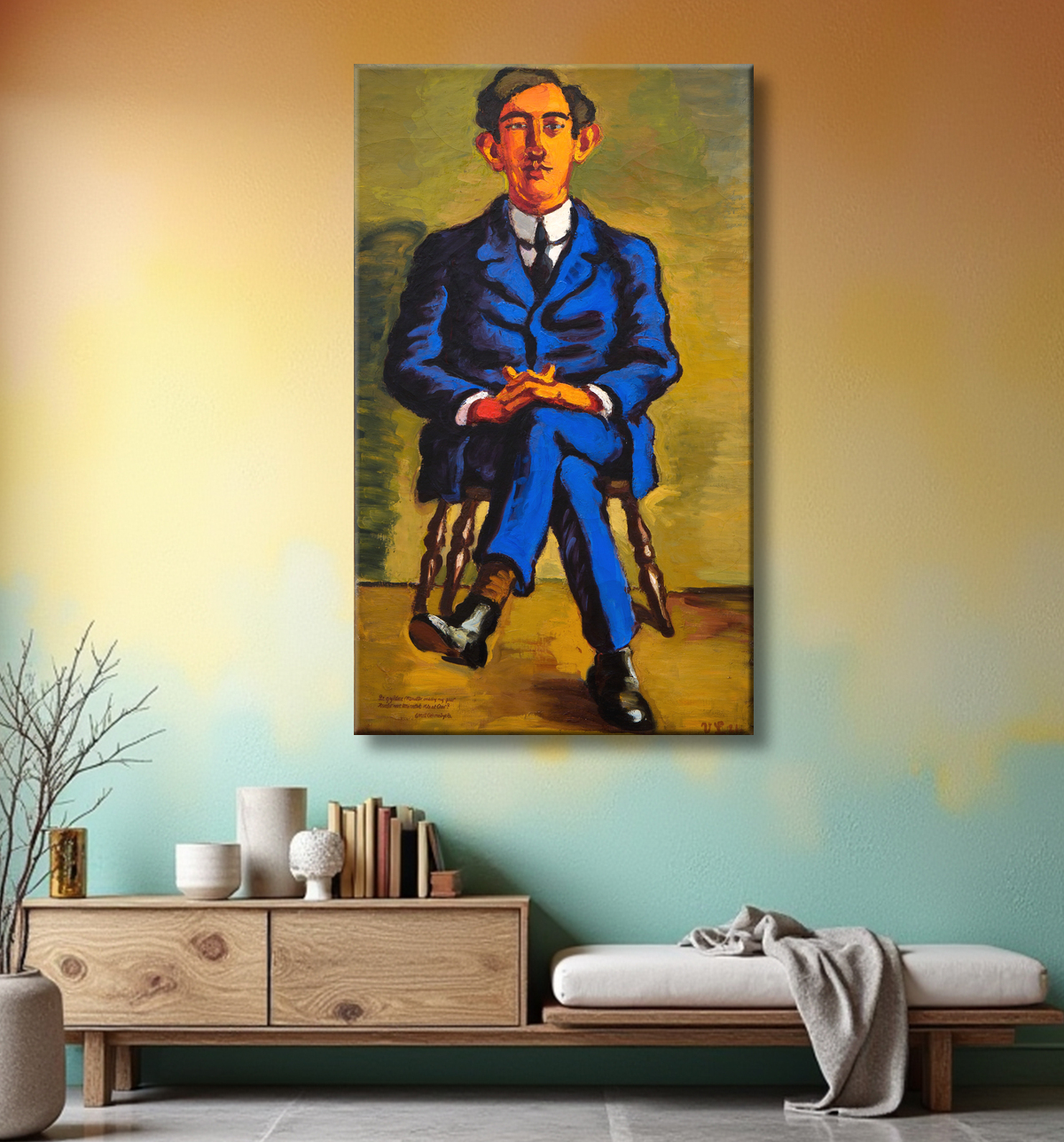 Reproduction Portrait du poète Emil Bønnelycke de Lundstrøm, Vilhelm avec decor