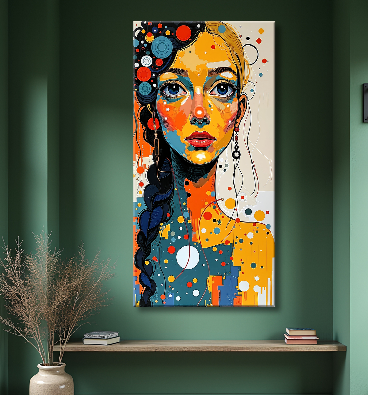 Tableau moderne : portrait inspiration cubiste avec decor
