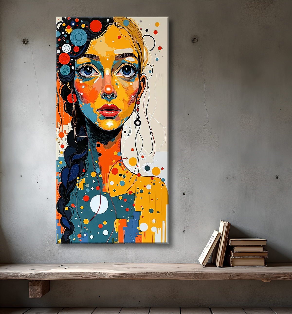 Tableau moderne : portrait inspiration cubiste avec decor