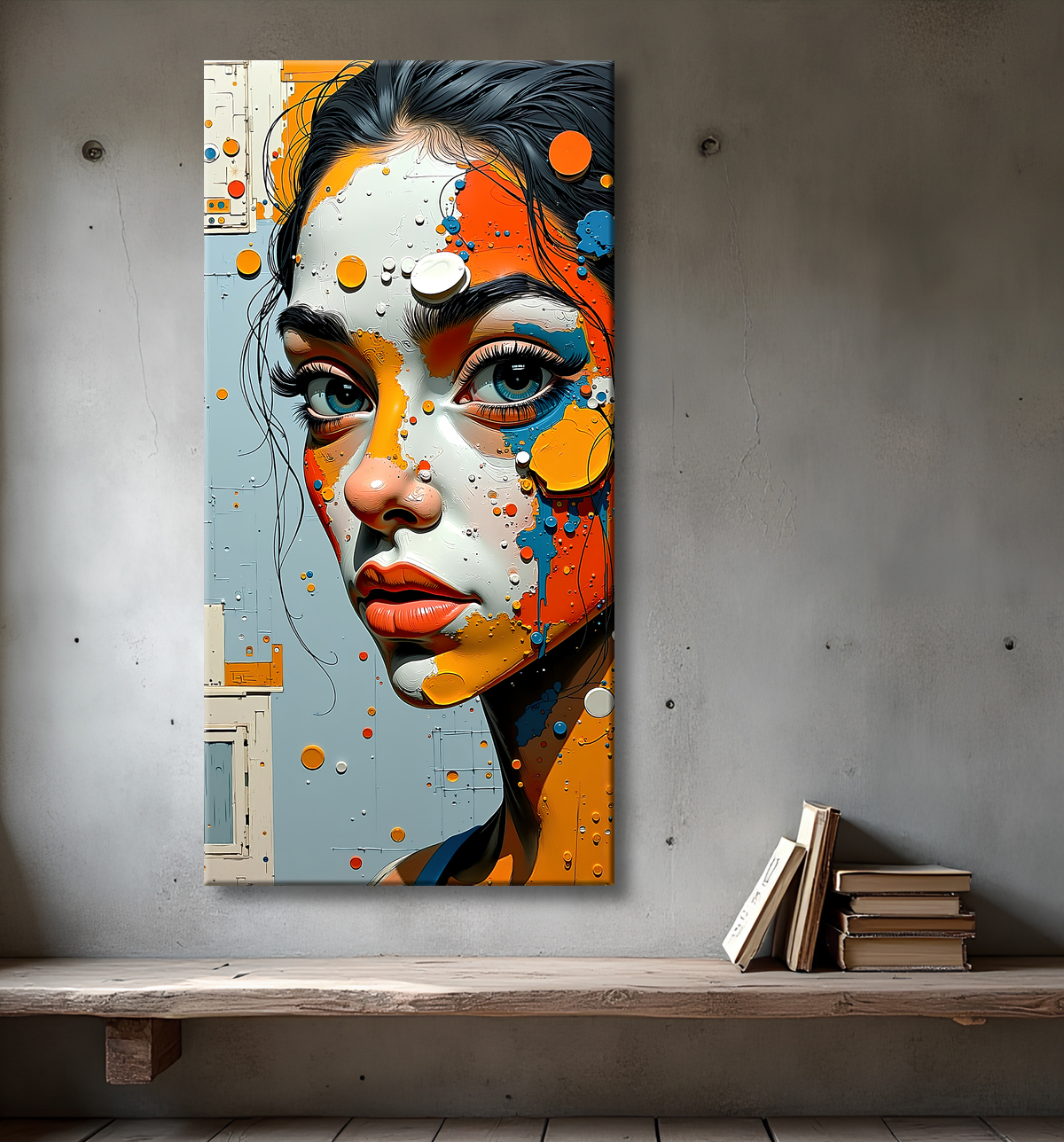 Tableau moderne : portrait inspiration cubiste avec decor