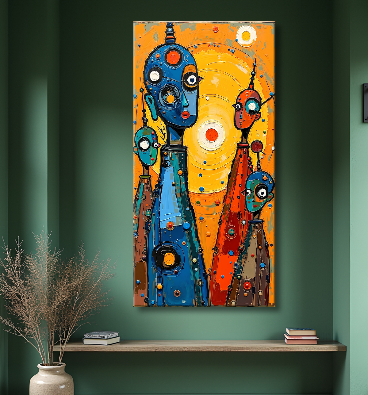 Tableau moderne : portrait inspiration cubiste avec decor