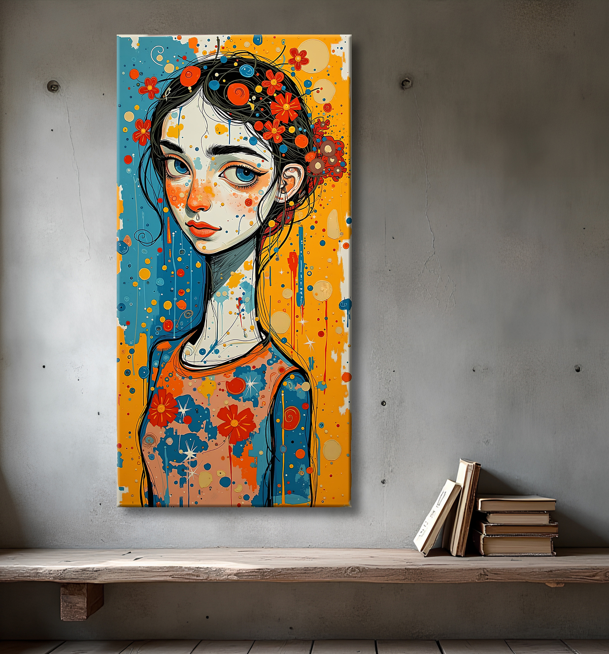 Tableau moderne : portrait inspiration cubiste avec decor
