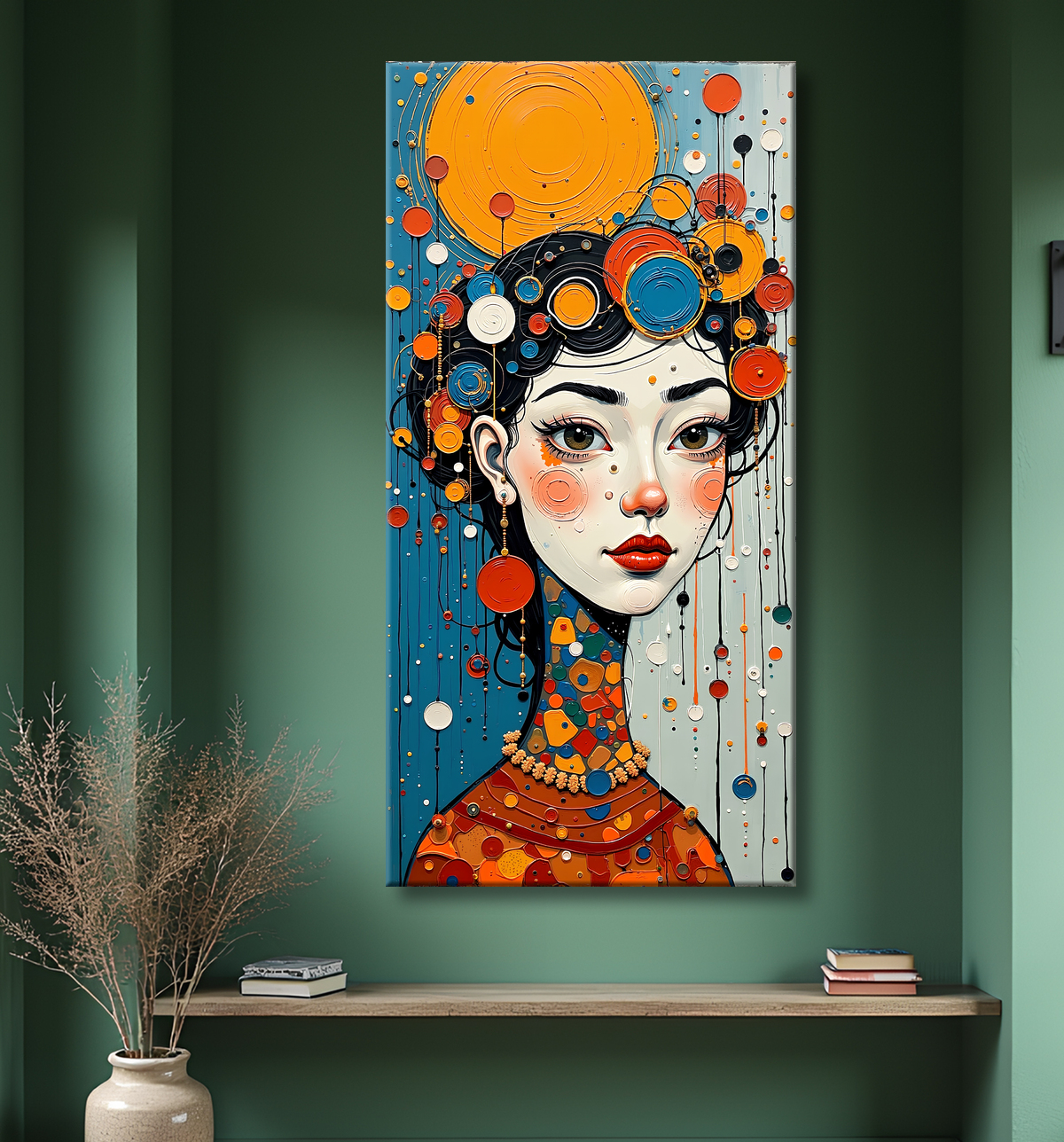 Tableau moderne : portrait inspiration cubiste avec decor