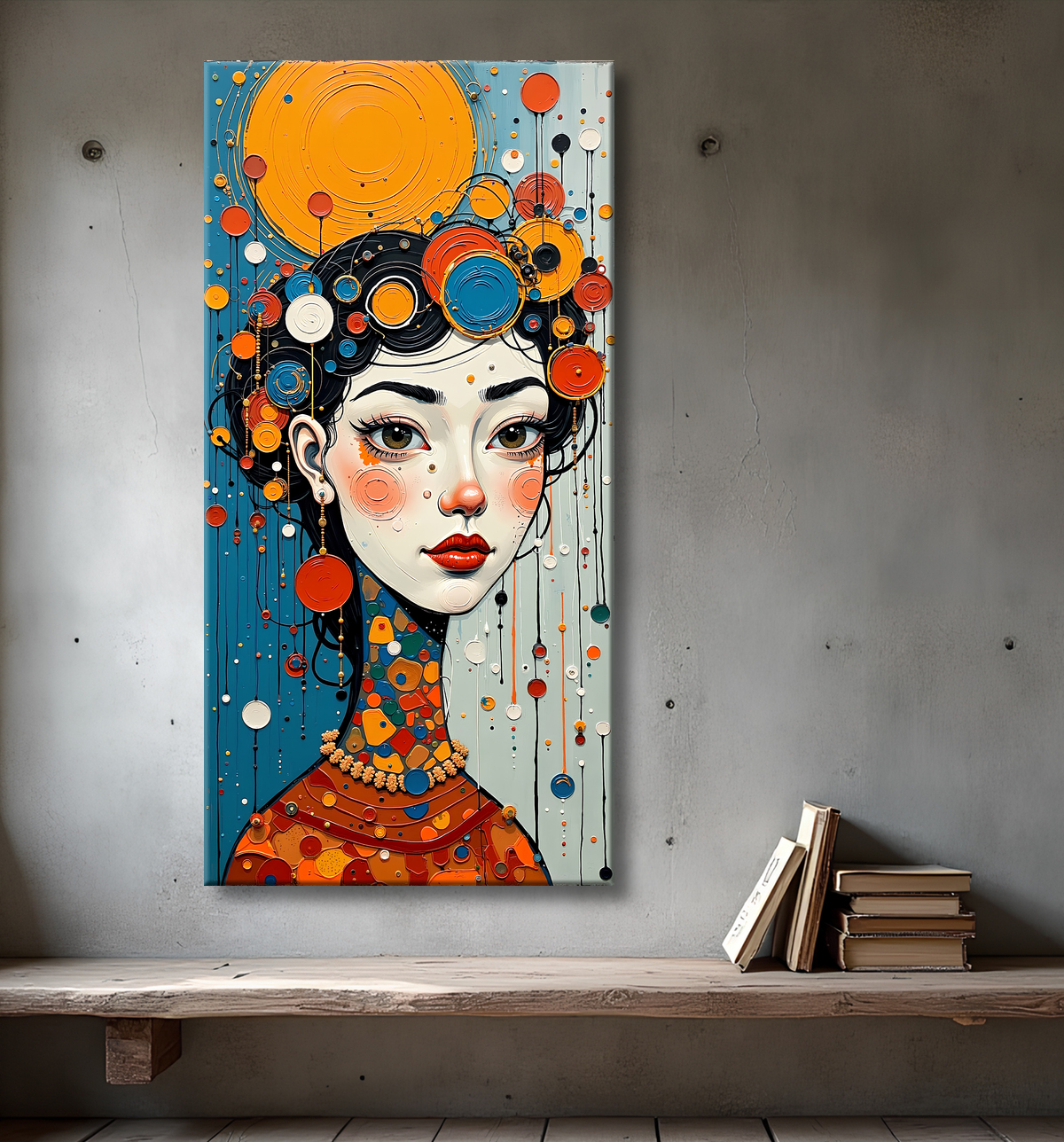 Tableau moderne : portrait inspiration cubiste avec decor