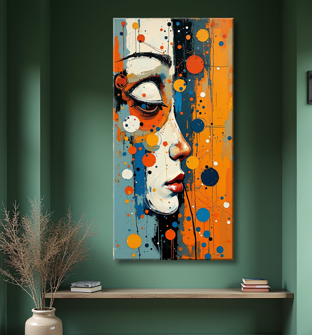 Tableau moderne : portrait inspiration cubiste avec decor