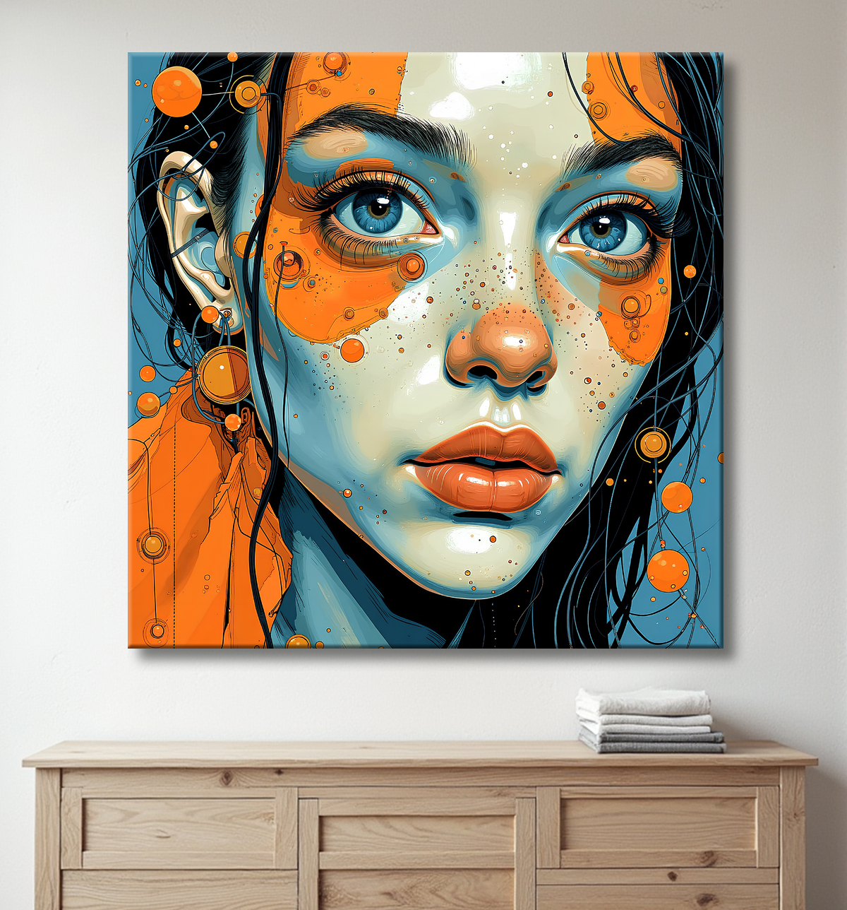 Tableau moderne : portrait inspiration cubiste avec decor