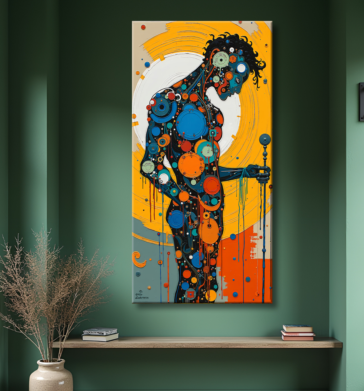 Tableau moderne : portrait inspiration cubiste avec decor