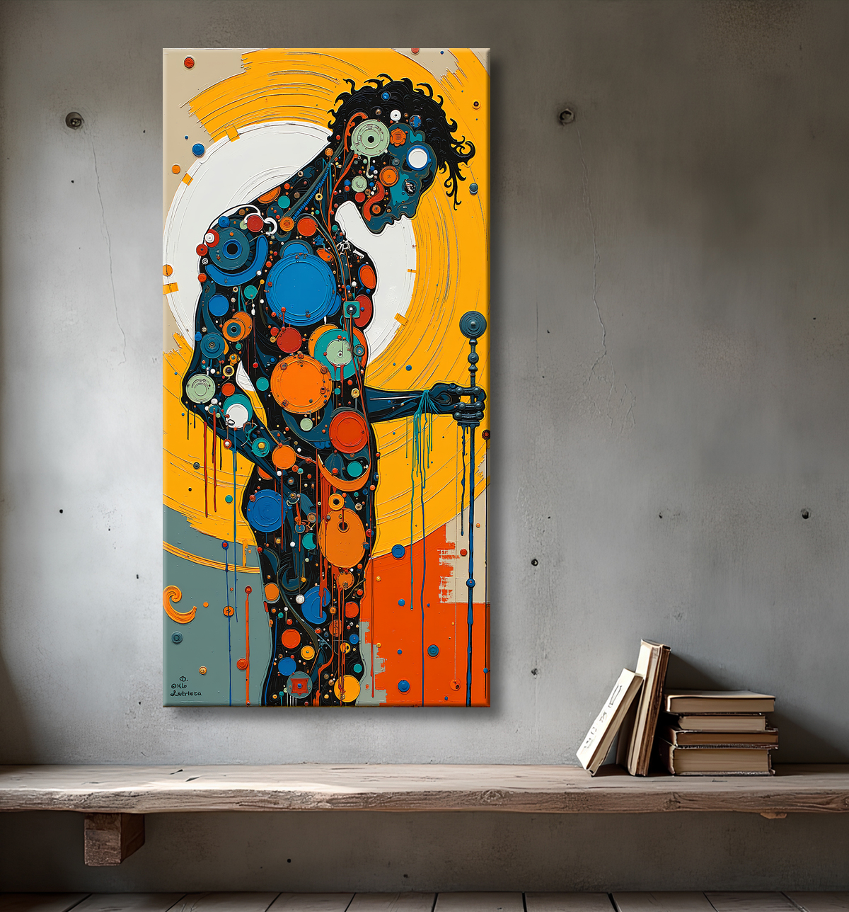 Tableau moderne : portrait inspiration cubiste avec decor