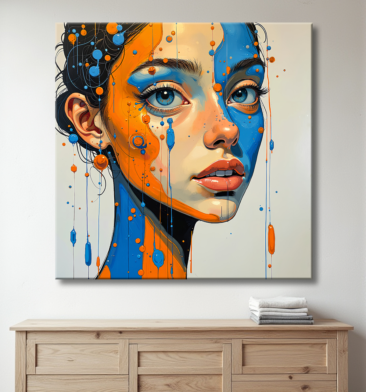 Tableau moderne : portrait inspiration cubiste avec decor