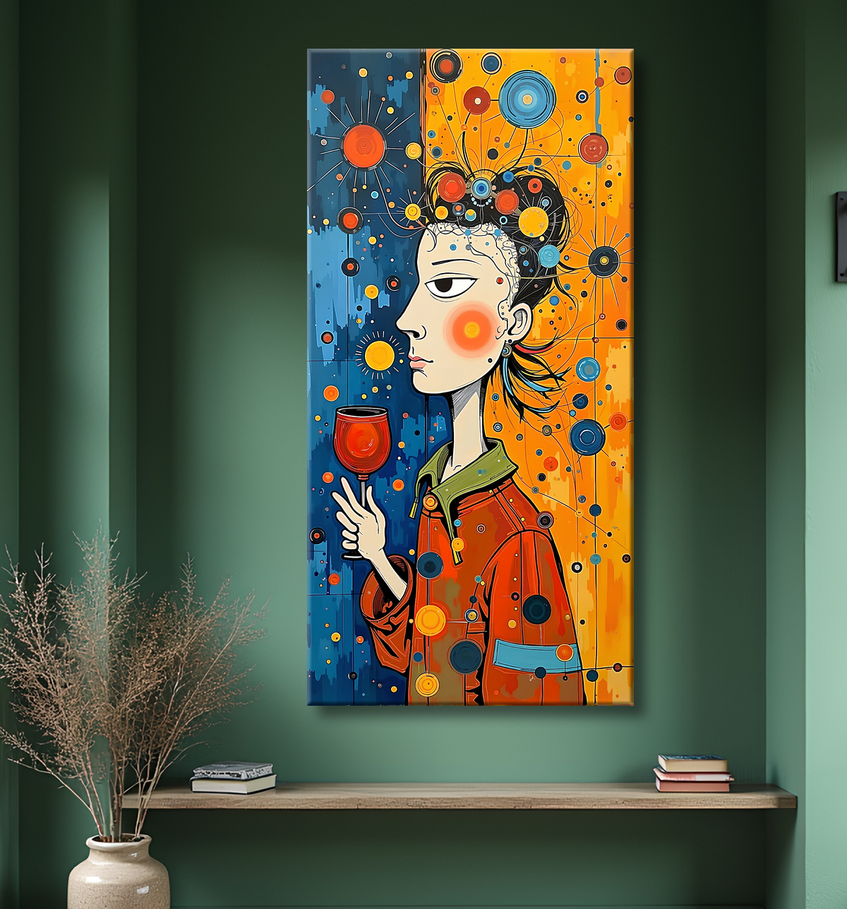 Tableau moderne : portrait inspiration cubiste avec decor