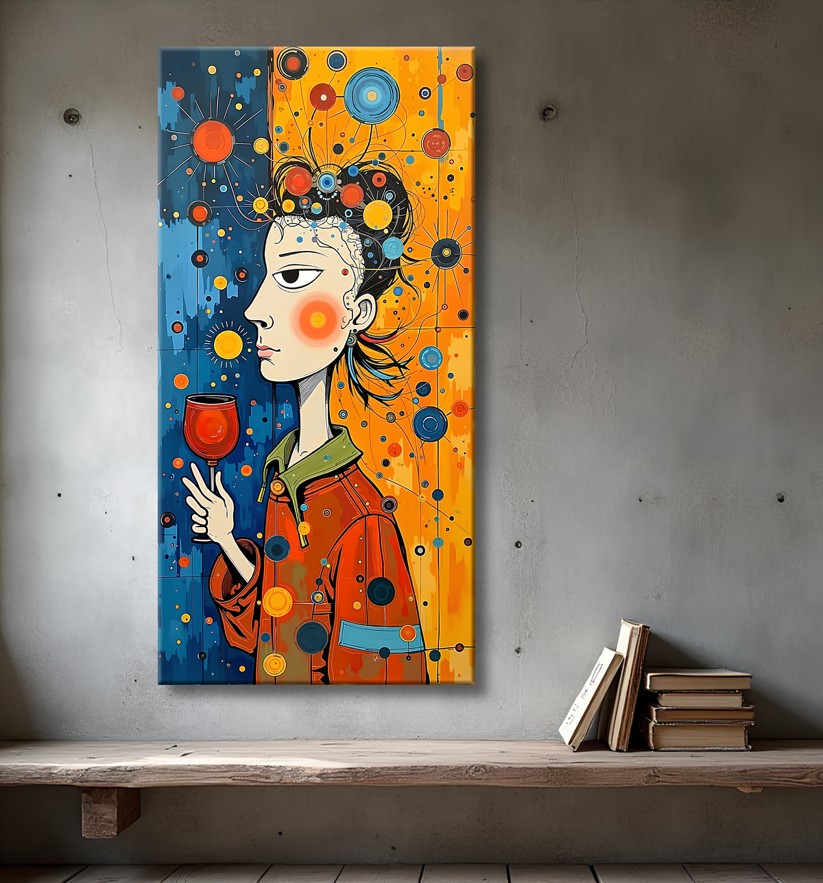 Tableau moderne : portrait inspiration cubiste avec decor