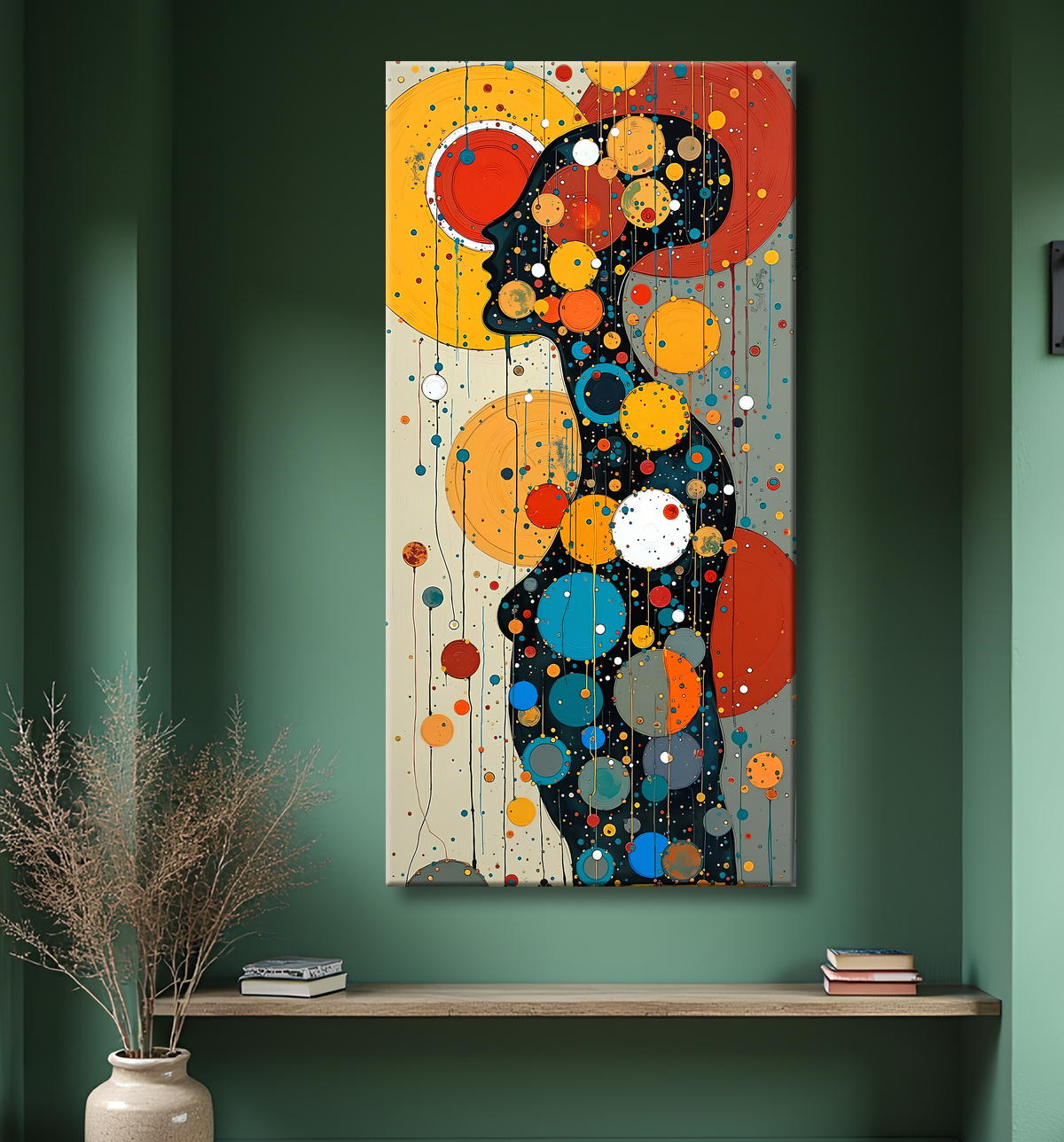 Tableau moderne : portrait inspiration cubiste avec decor