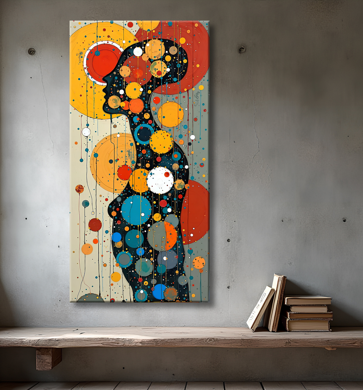 Tableau moderne : portrait inspiration cubiste avec decor