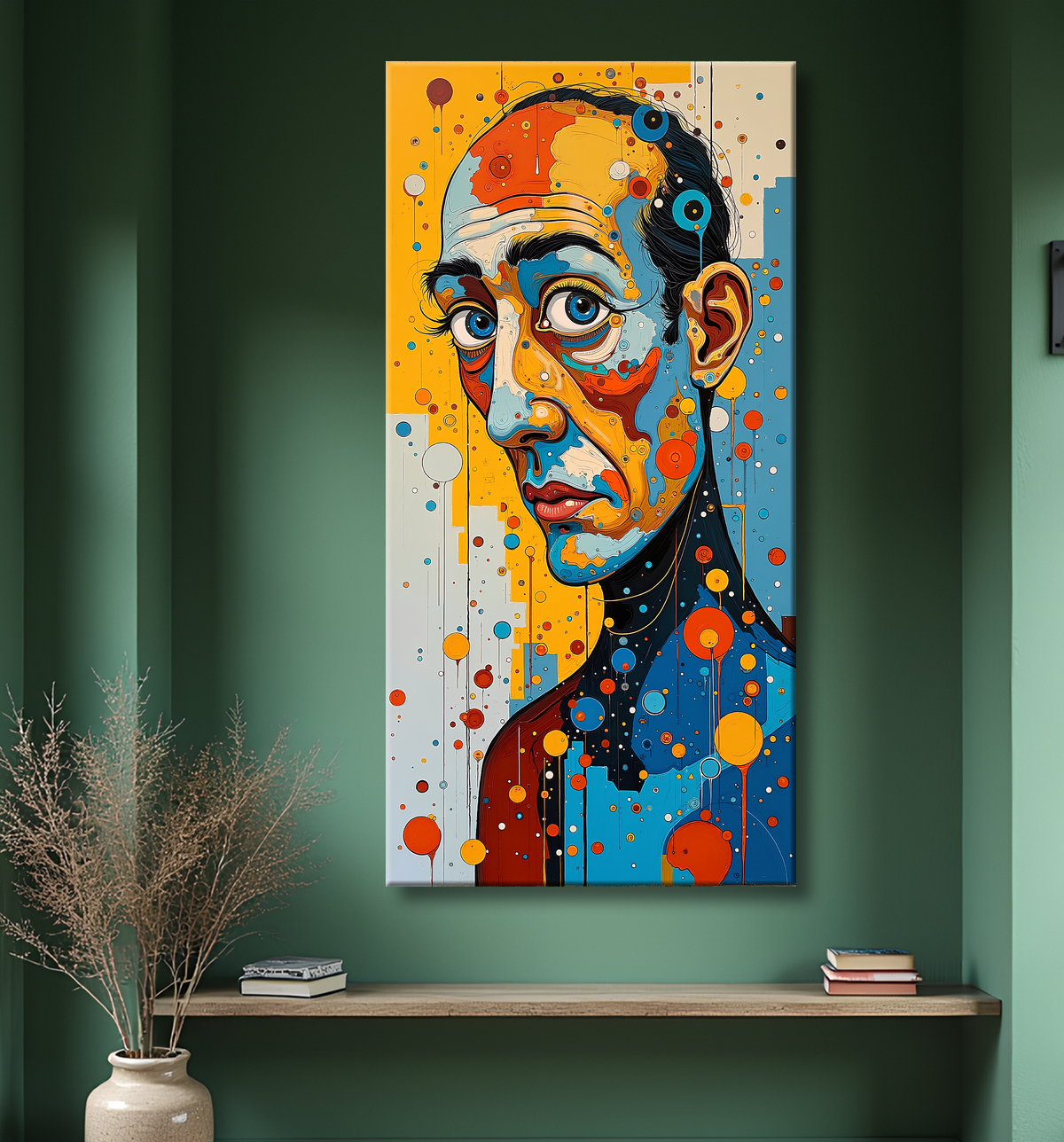 Tableau moderne : portrait inspiration cubiste avec decor