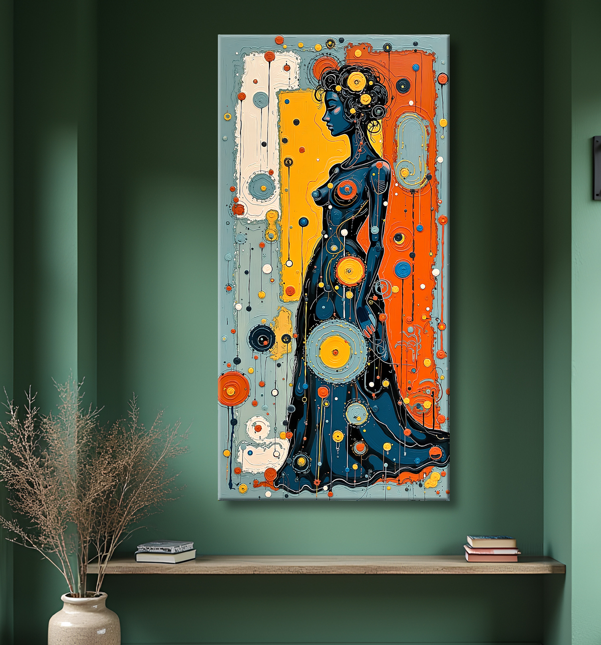 Tableau moderne : portrait inspiration cubiste avec decor
