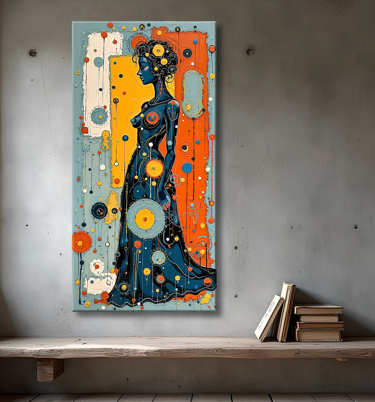 Tableau moderne : portrait inspiration cubiste avec decor
