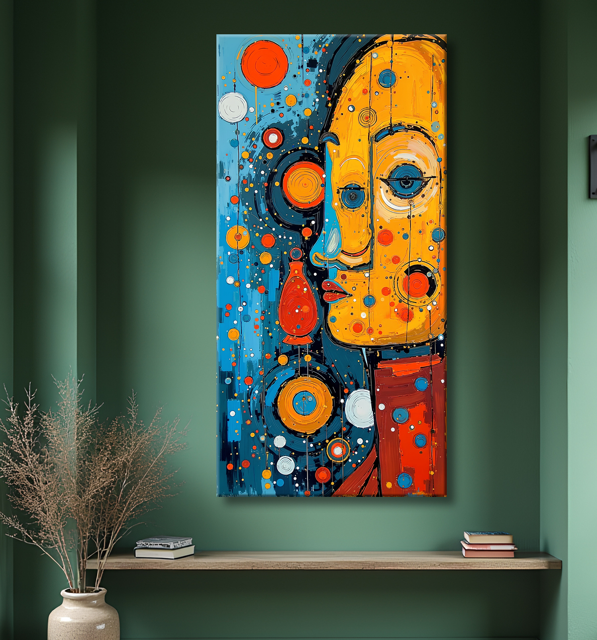 Tableau moderne : portrait inspiration cubiste avec decor