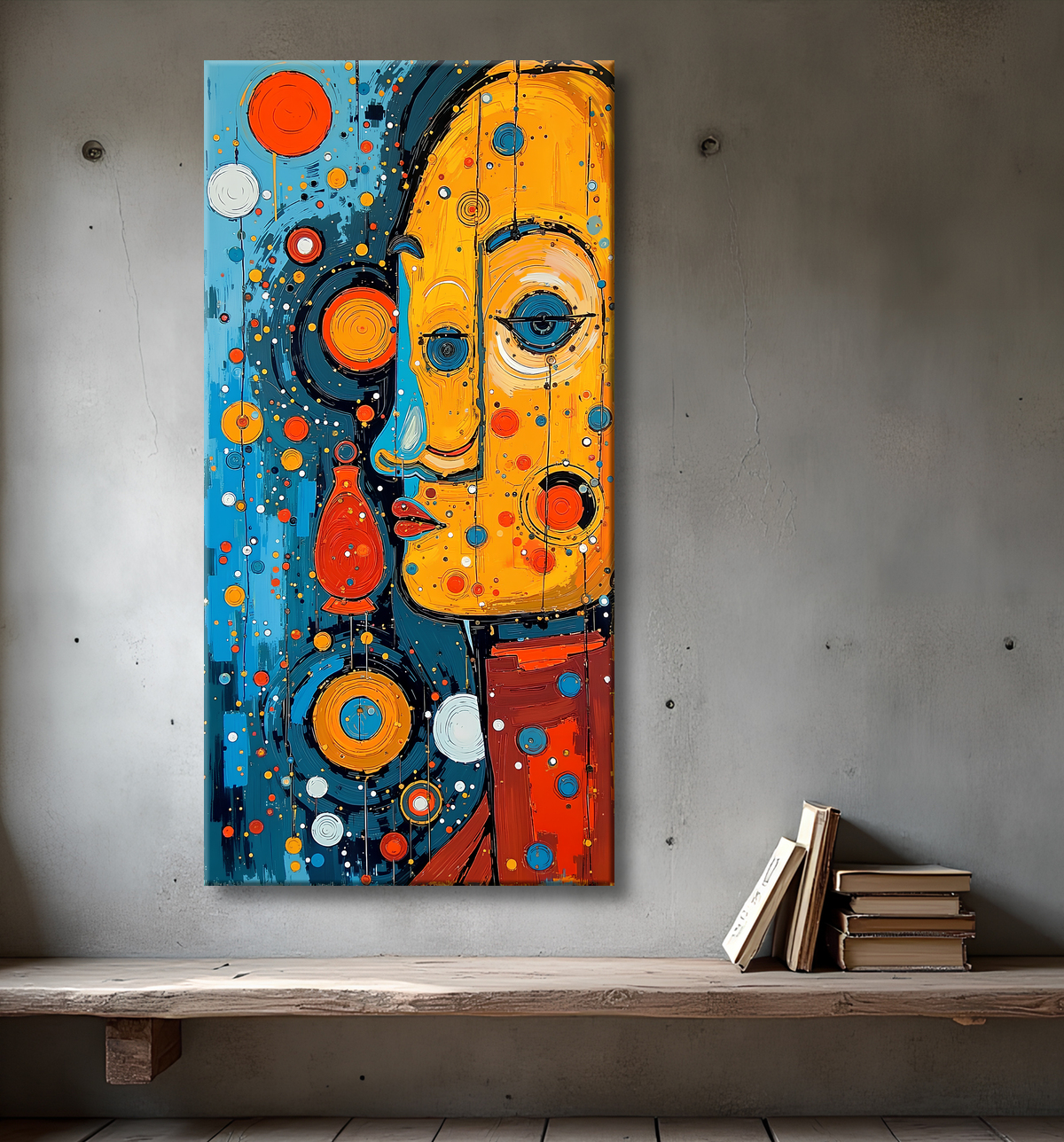 Tableau moderne : portrait inspiration cubiste avec decor