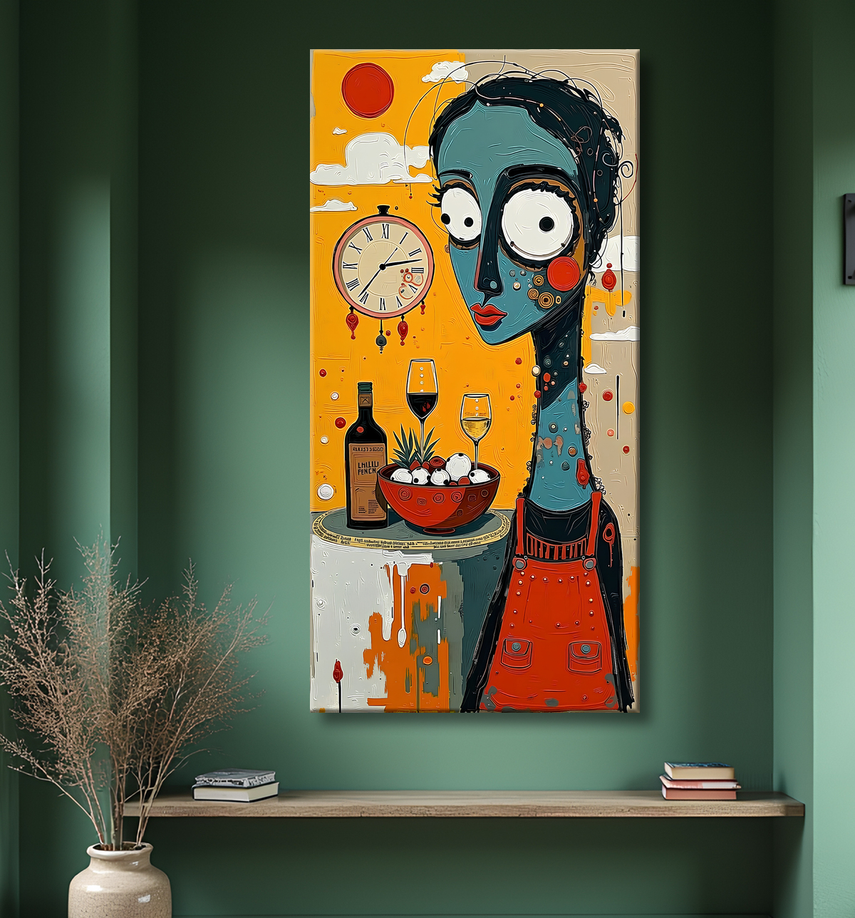 Tableau moderne : portrait inspiration cubiste avec decor