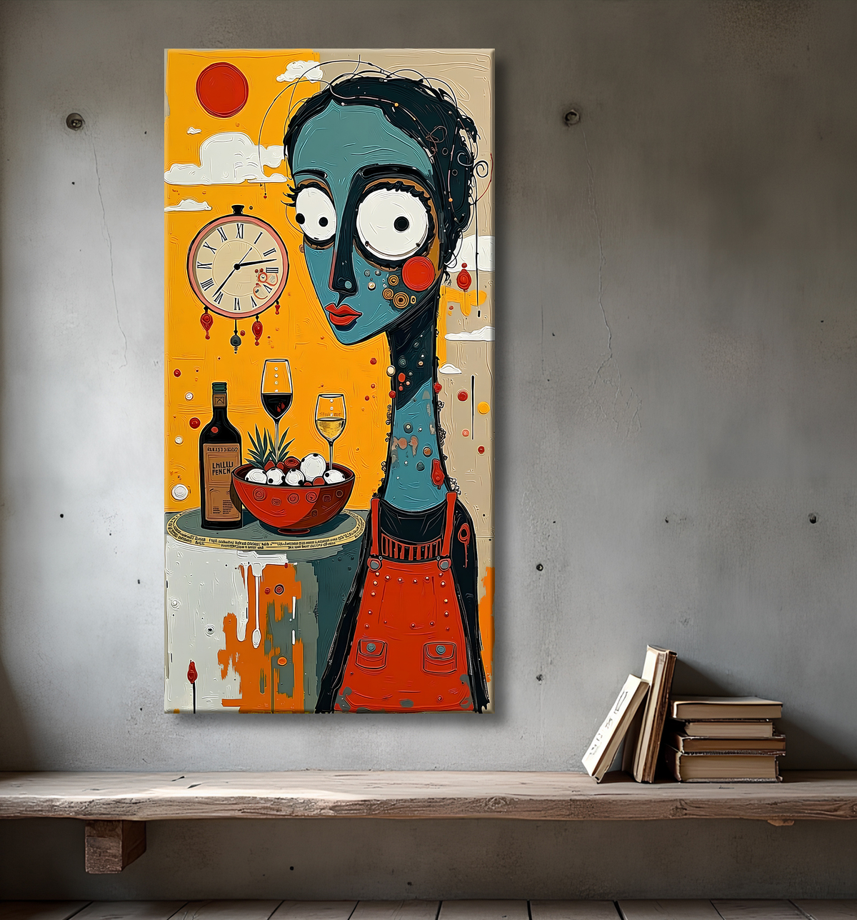 Tableau moderne : portrait inspiration cubiste avec decor