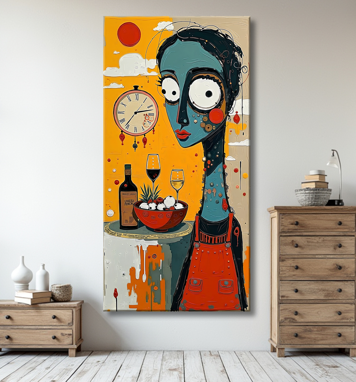 Tableau moderne : portrait inspiration cubiste avec decor