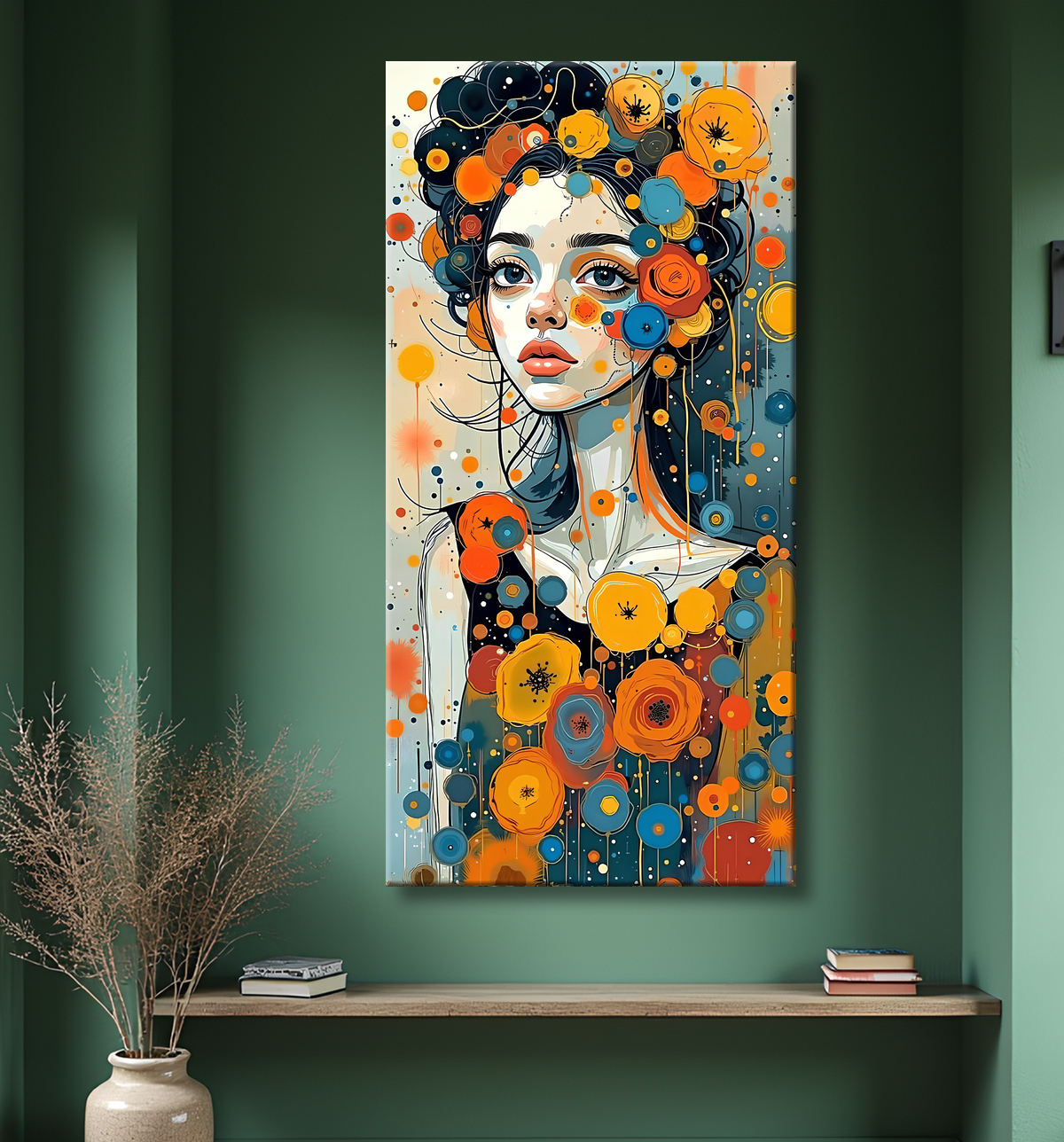 Tableau moderne : portrait inspiration cubiste avec decor
