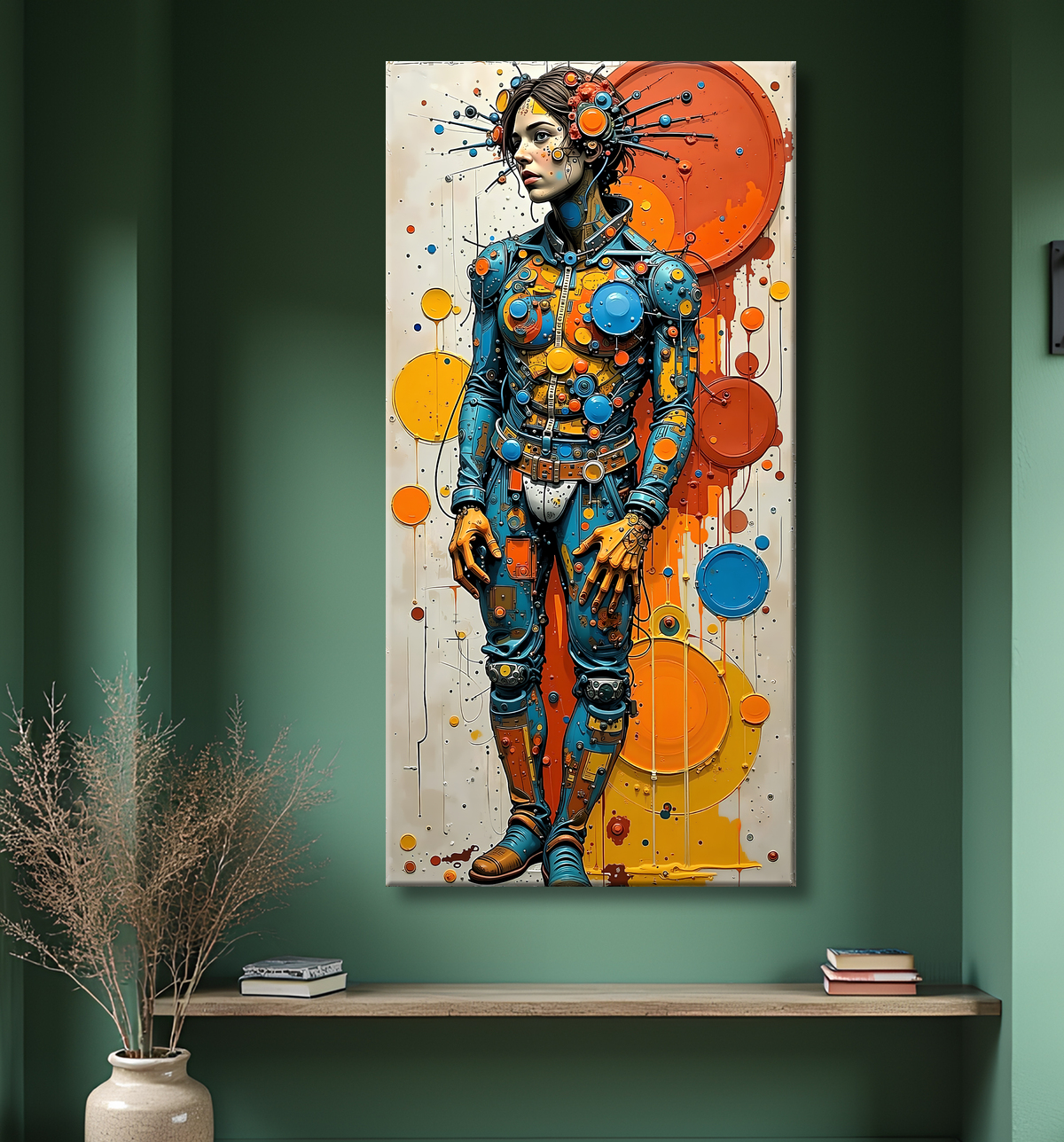 Tableau moderne : portrait inspiration cubiste avec decor
