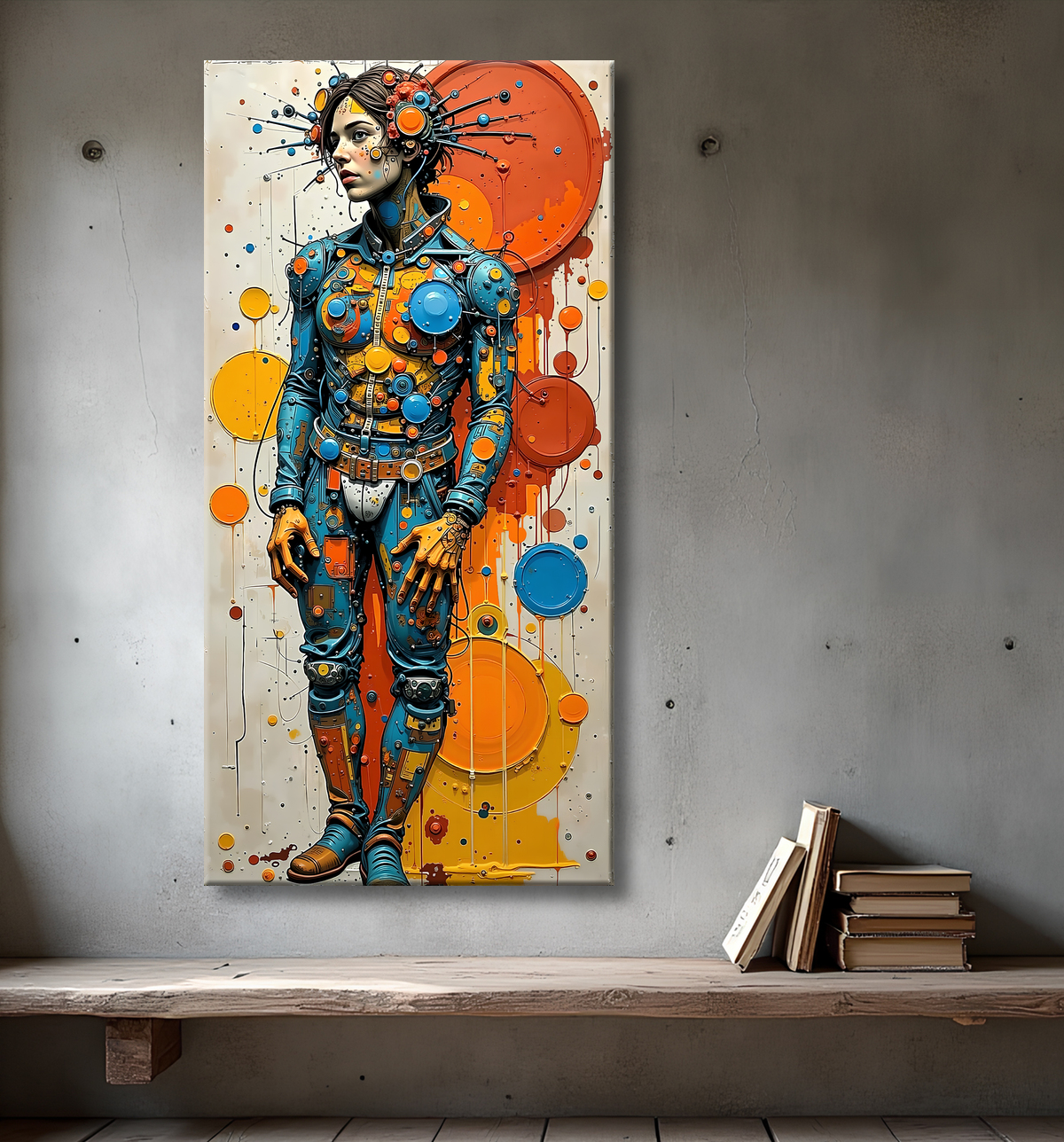 Tableau moderne : portrait inspiration cubiste avec decor