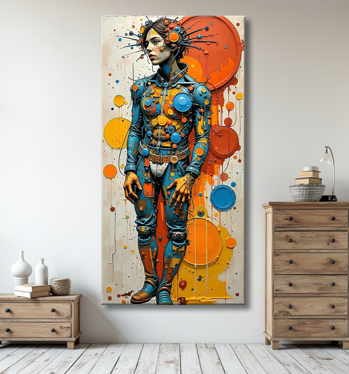 Tableau moderne : portrait inspiration cubiste avec decor