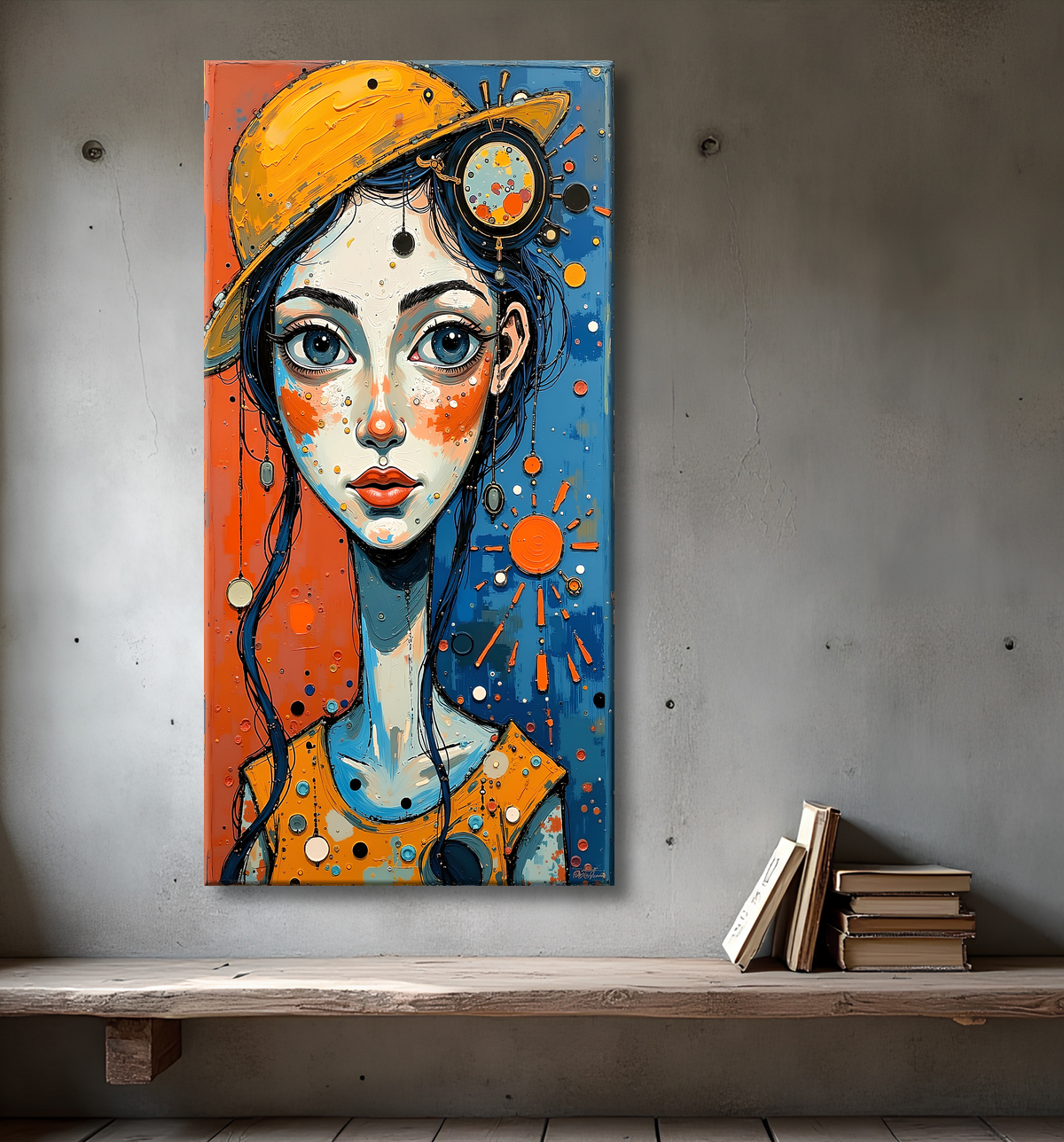 Tableau moderne : portrait inspiration cubiste avec decor