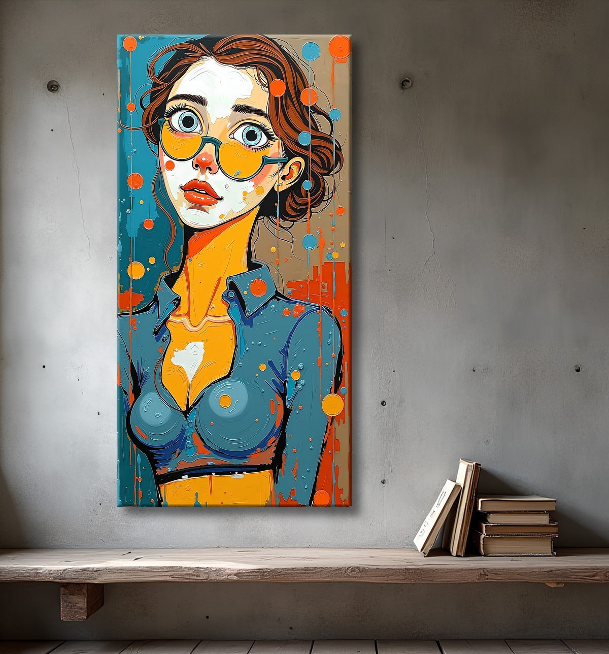 Tableau moderne : portrait inspiration cubiste avec decor